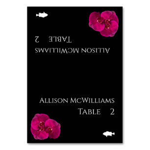 Black Fuchsia and White-Modern-Fish Icon- Table Number
