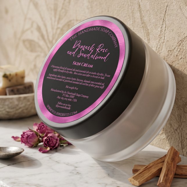 Black & Fuchsia Cosmetics Jar Label w Ingredients (Creator Uploaded)
