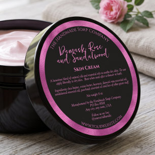 Black & Fuchsia Cosmetics Jar Label w Ingredients