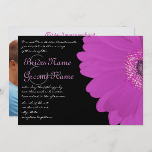 Black & Fuchsia Gerber Daisy Wedding Invitation