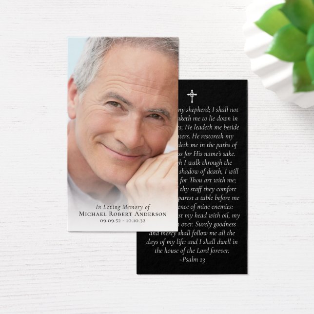 Black Full Photo Memorial Prayer Card (Desk)