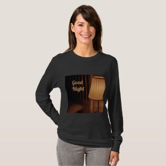 Black full sleeve T shirt with good night design.