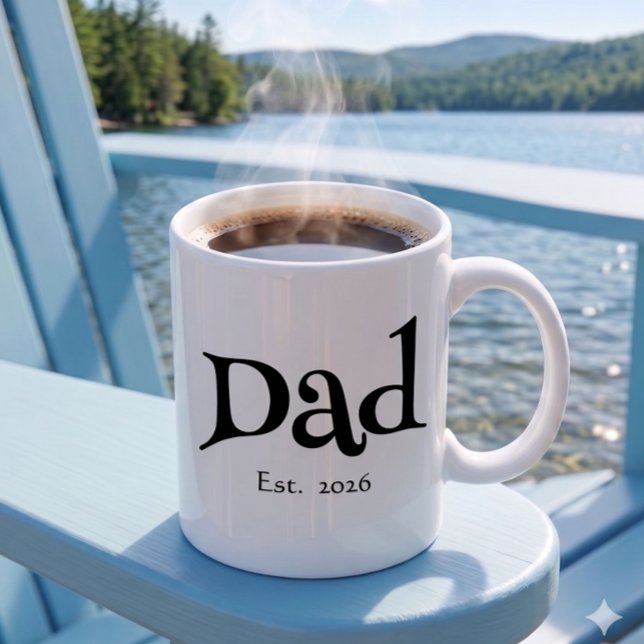 Black Fun Bold Simple Dad Established New Dad Coffee Mug (Creator Uploaded)