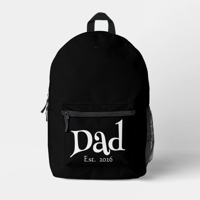 Black Fun Bold Simple Dad Established New Dad Printed Backpack (Front)