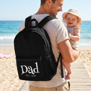 Black Fun Bold Simple Dad Established New Dad Printed Backpack