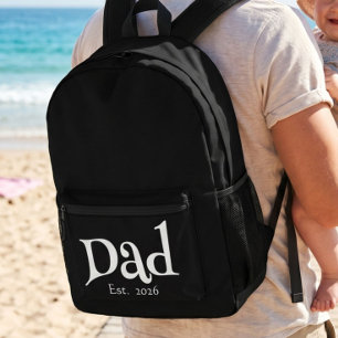 Black Fun Bold Simple Dad Established New Dad Printed Backpack
