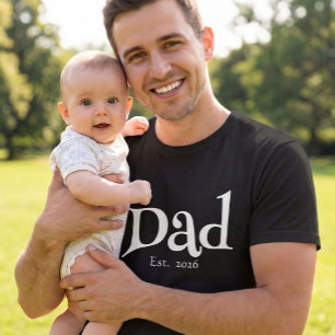 Black Fun Bold Simple Dad Established New Dad T-Shirt