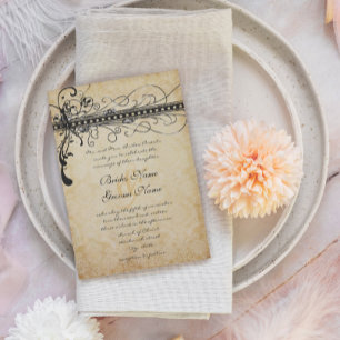 Black Funky Elegant Swirls Wedding Invitation