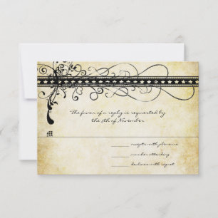 Black Funky Elegant Swirls Wedding Invitation