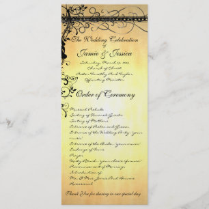 Black Funky Elegant Swirls Wedding Program Programme
