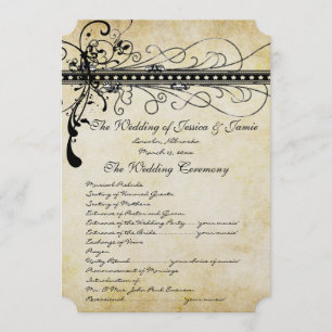 Black Funky Elegant Swirls Wedding Program Programme