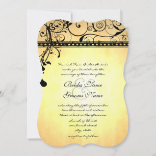 Black Funky Grunge Swirls Wedding Invitation