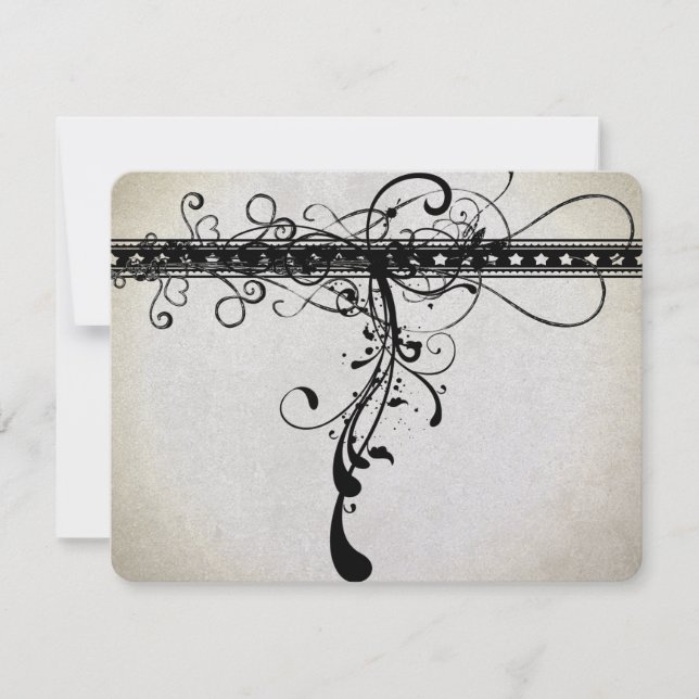 Black Funky Renaissance Wedding Response Cards (Front)
