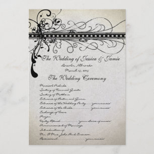 Black Funky Stines Lights Swirls Wedding Program Programme