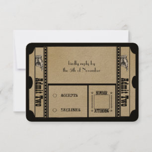 Black Funky Textured Swirls Wedding Response Cards