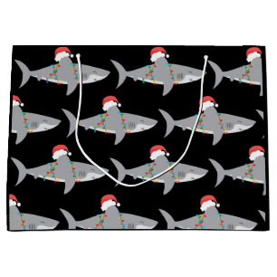 Black Funny Christmas Shark Gift Bag