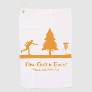 Black Funny Disc Golf Putting with Tree obstacle Golf Towel