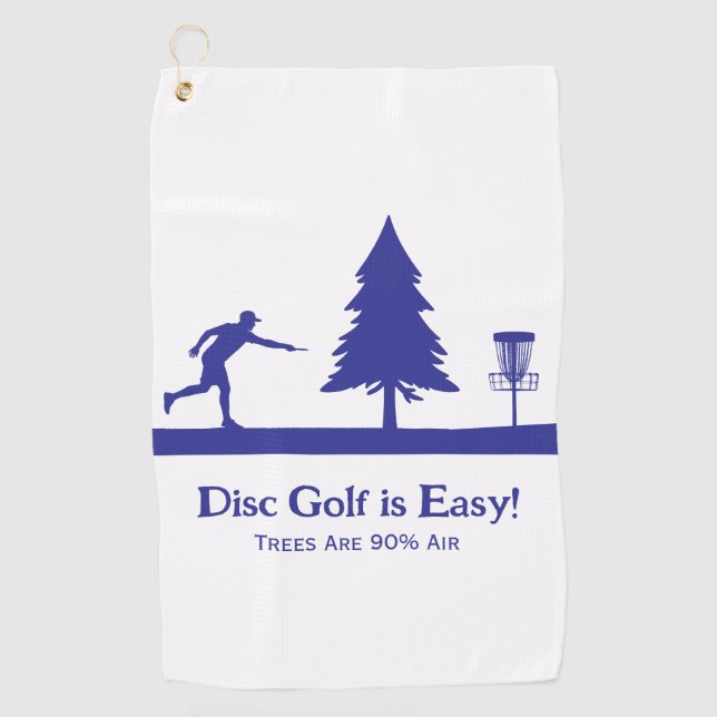 Black Funny Disc Golf Putting with Tree obstacle  Towel (Front)