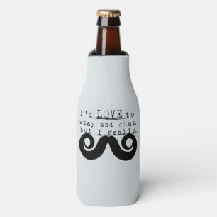 Black Funny Humor I Mustache Bottle Cooler