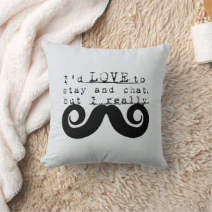 Black Funny Humor I Mustache Cushion