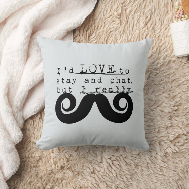 Black Funny Humor I Mustache Cushion (Blanket)