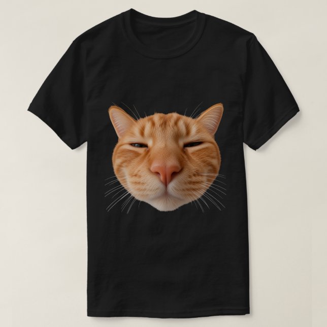 Black Funny Orange Cat T-Shirt (Design Front)