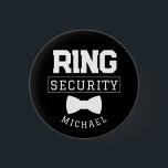 Black Funny Ring Security Wedding Favour Kid 3 Cm Round Badge<br><div class="desc">This cute wedding pin makes the perfect accessory for your ring security on your wedding day! It features an illustration of a bow tie with the caption "Ring Security". This pin can be easily customised with your name.</div>
