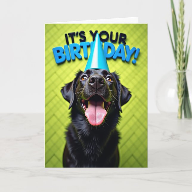 Black Fur Birthday Portrait Card (Front)