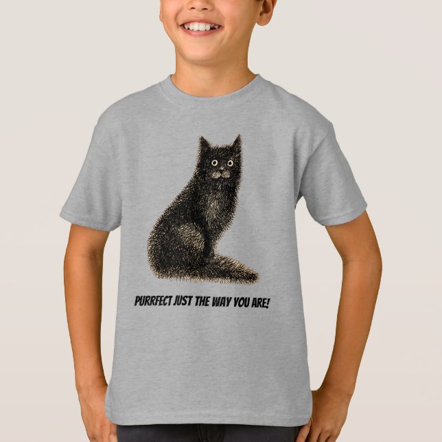 Black furry cat T-Shirt (Front)