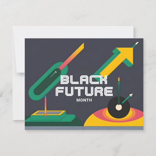 Black Future Month - Bold Geometric Progress Holiday Card (Front)