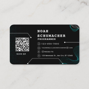 Black Futuristic Modern Programmer Business Card
