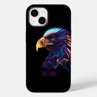 Black Futuristic Neon Eagle iPhone 14 Case