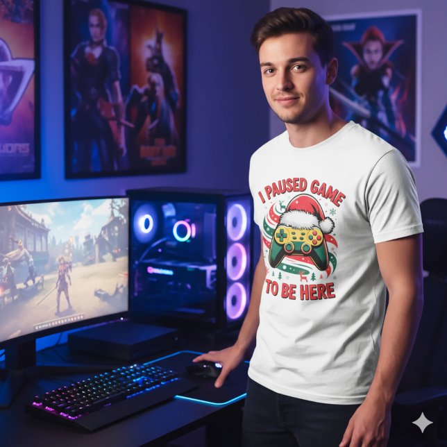 Black Gamer Santa Hat Christmas Controller Holiday T-Shirt (Creator Uploaded)