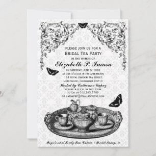 Black Garden Bridal Tea Party Invitations
