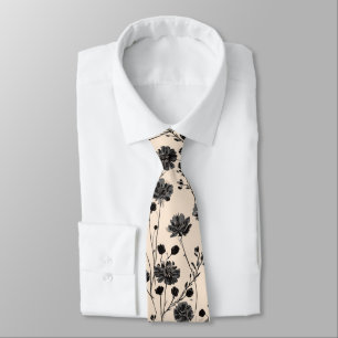 black Garden Flowers Wildflower Spring Meadow Tie