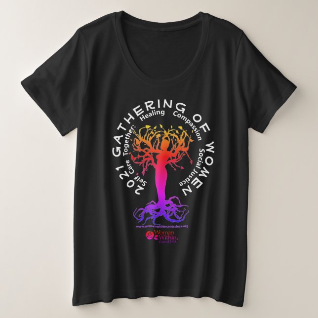 Black Gathering /Differences / White lettering Plus Size T-Shirt (Design Front)