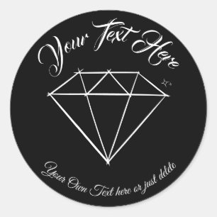 Black Gemstone. Jewellery. Gift Template Classic Round Sticker