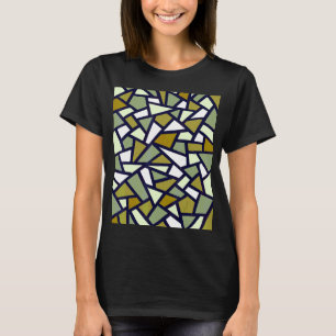 Black Geometric Abstract Pattern Camouflage Green  T-Shirt