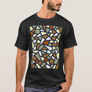 Black Geometric Abstract Pattern Coffee Tan Grey W T-Shirt