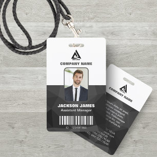 Black Geometric and white Company Security ID Card ID Badge