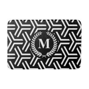 Black Geometric Bath Mat