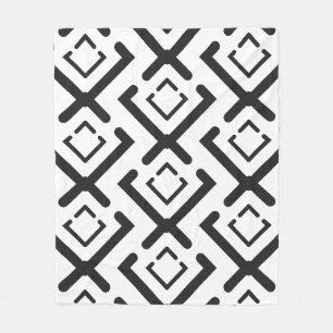 Black Geometric Concentric Diamond Shape pattern Fleece Blanket