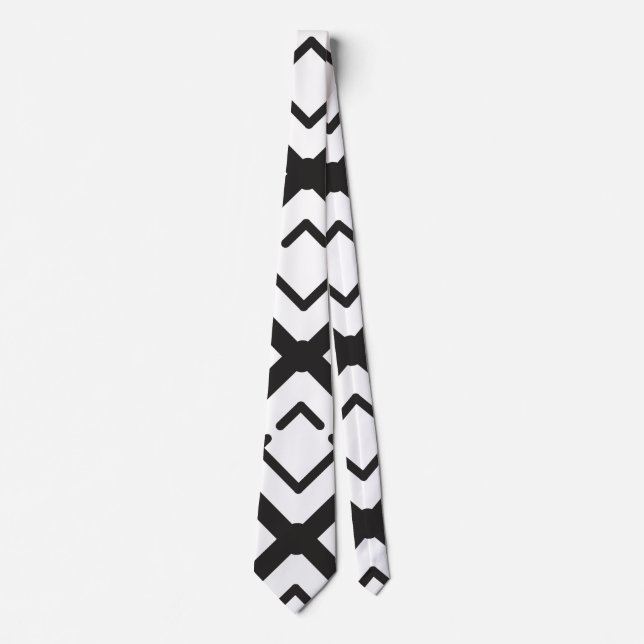Black Geometric Concentric Diamond Shape pattern Tie (Front)