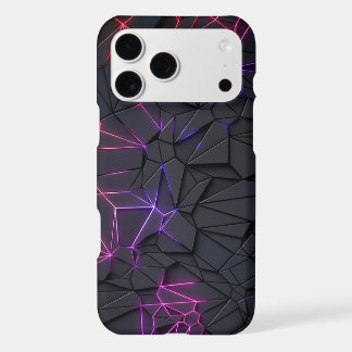 Black Geometric Fractal with Neon Lights Phone Cas
