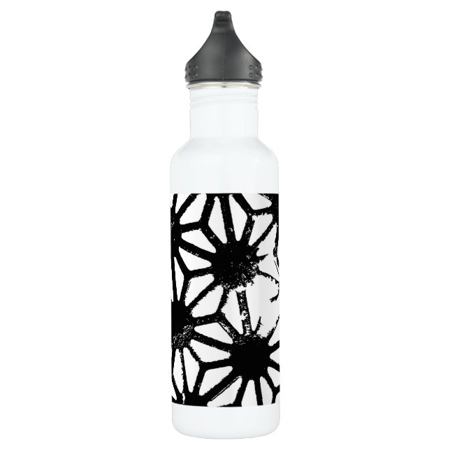 Black geometric pattern 710 ml water bottle (Right)