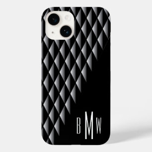 Black Geometric Pattern Monogrammed Case-Mate iPhone 14 Case