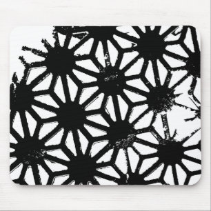 Black geometric pattern mouse pad