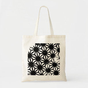 Black geometric pattern tote bag
