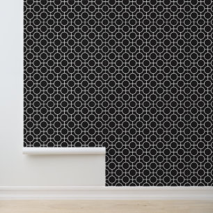 Black Geometric Retro Shape Pattern  Wallpaper