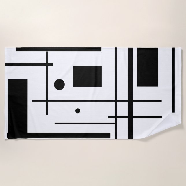 Black Geometric Shapes on a Beach Towel (Front)